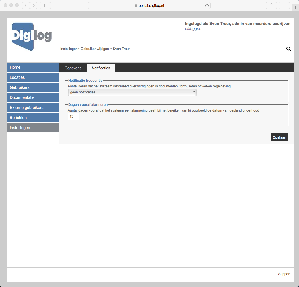 Herinneringen dashboard in Digilog